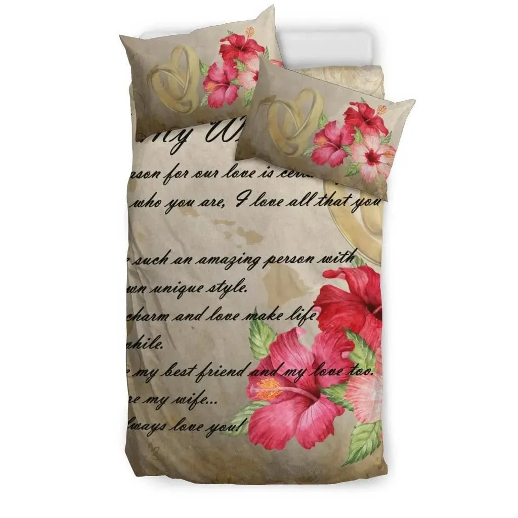 FamilyGater Bedding Set - Cover and Pillow Cases Kanaka Maoli (Hawaiian) - Valentine To My Wife Hibiscus A24