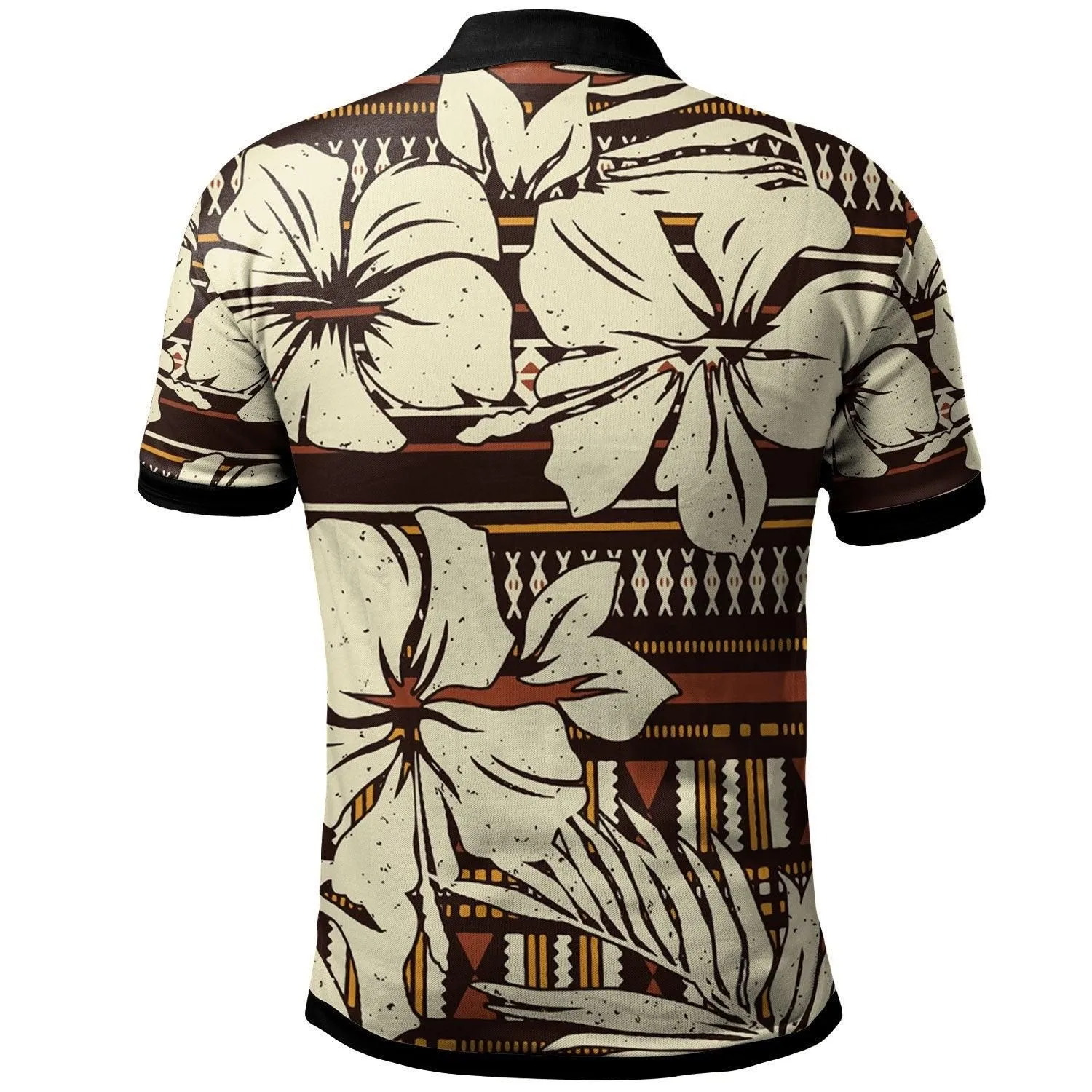 Polynesian Polo Shirt - Hibiscus Flower Tribal Fabric Wallpaper