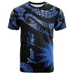 Nauru Polynesian Custom Personalised T-Shirt - Poly Tattoo Blue Version