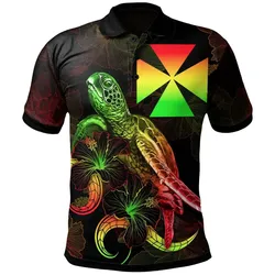 Alohawaii Shirt - Polo Shirt Wallis and Futuna Polynesian - Turtle With Blooming Hibiscus Reggae - BN22