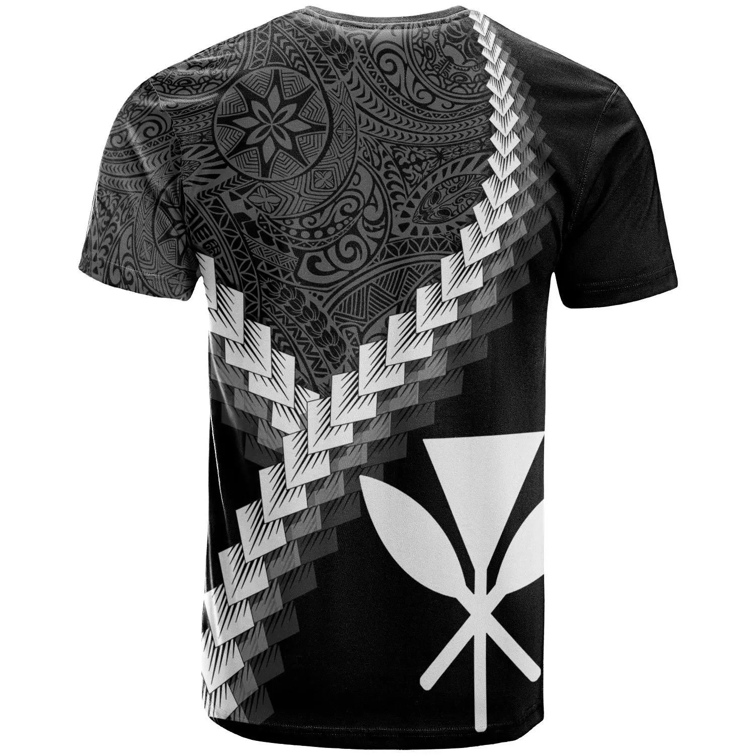 Hawaii Kanaka Maoli T-Shirt - Coat Of Arms With Polynesian Tattoo White - BN22