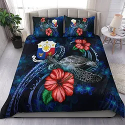 Philippines Polynesian Bedding Set - Blue Turtle Hibiscus