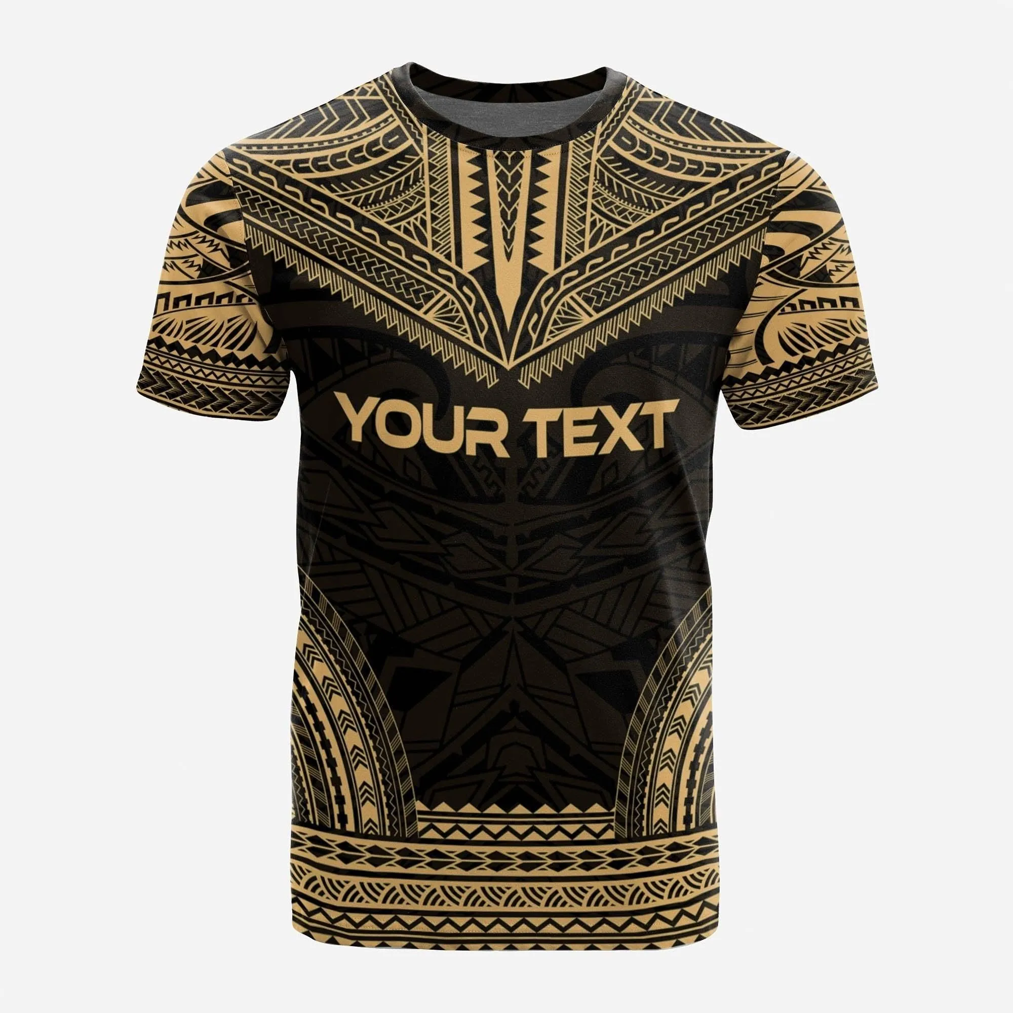Nauru Custom Personalised T shirt - Nauru Flag Polynesian Chief Tattoo Gold Version