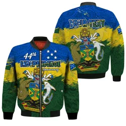 (Custom Personalised) Solomon Islands Bomber Jacket Happy 44th Independence Anniversary Polynesian Pattern LT14