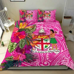 Vibe Hoodie Fiji Bedding Set - Hibiscus Polynesian Pattern Pink Version