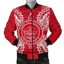 Palau Polynesian Mens Bomber Jacket Map Red White