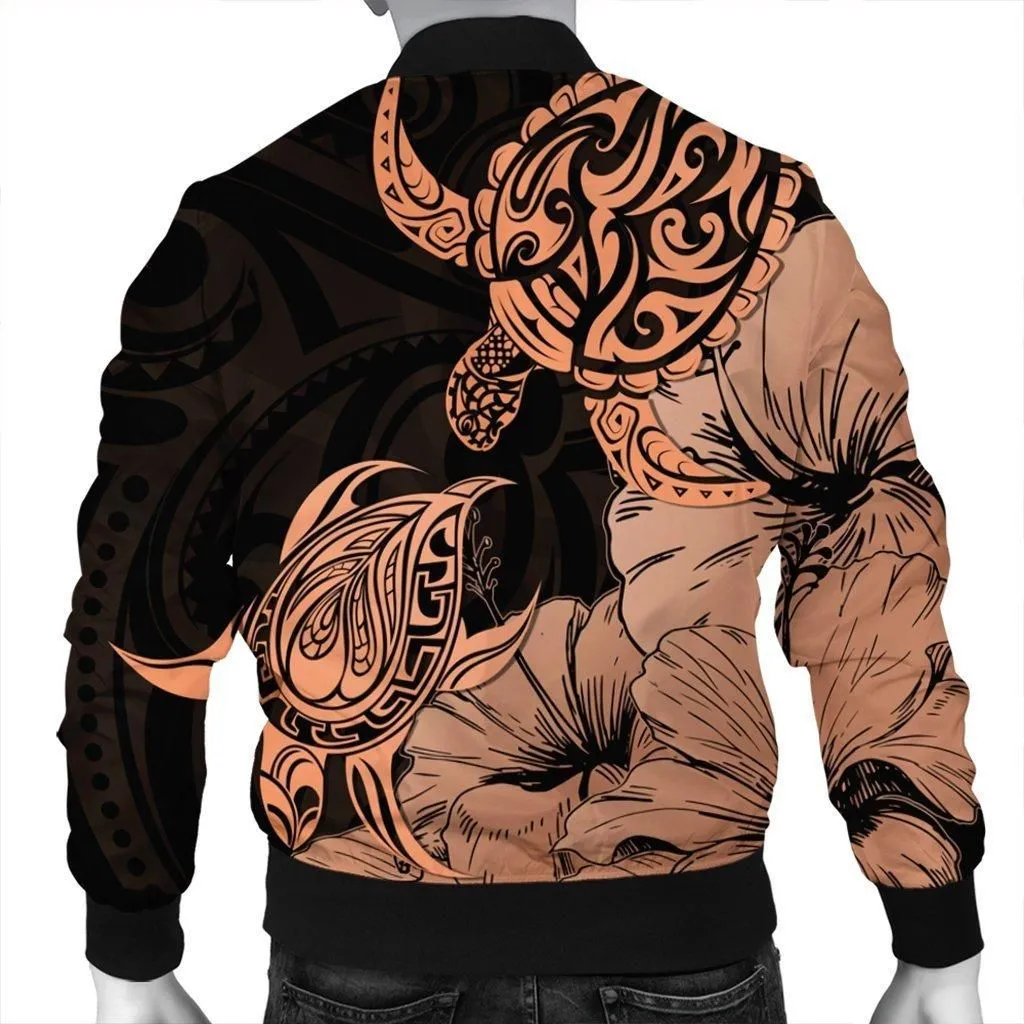 Hawaii Turtle Bomber Jacket Polynesian Hibiscus Art