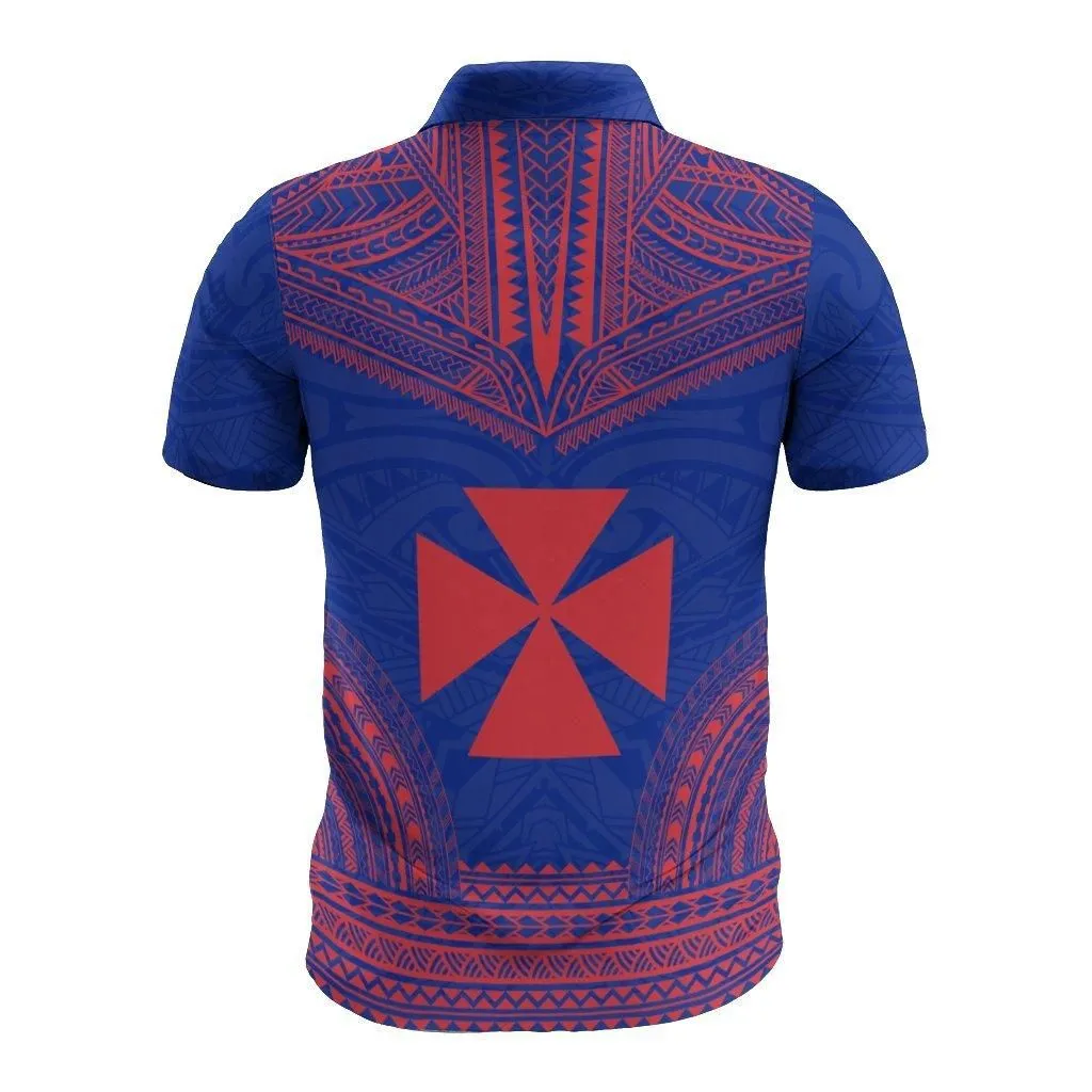 Wallis and Futuna Polo Shirt - Wallis and Futuna Coat Of Arms Polynesian Chief Tattoo Flag Version