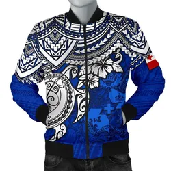 Tonga Polynesian Bomber Jacket (Men) - Blue Turtle