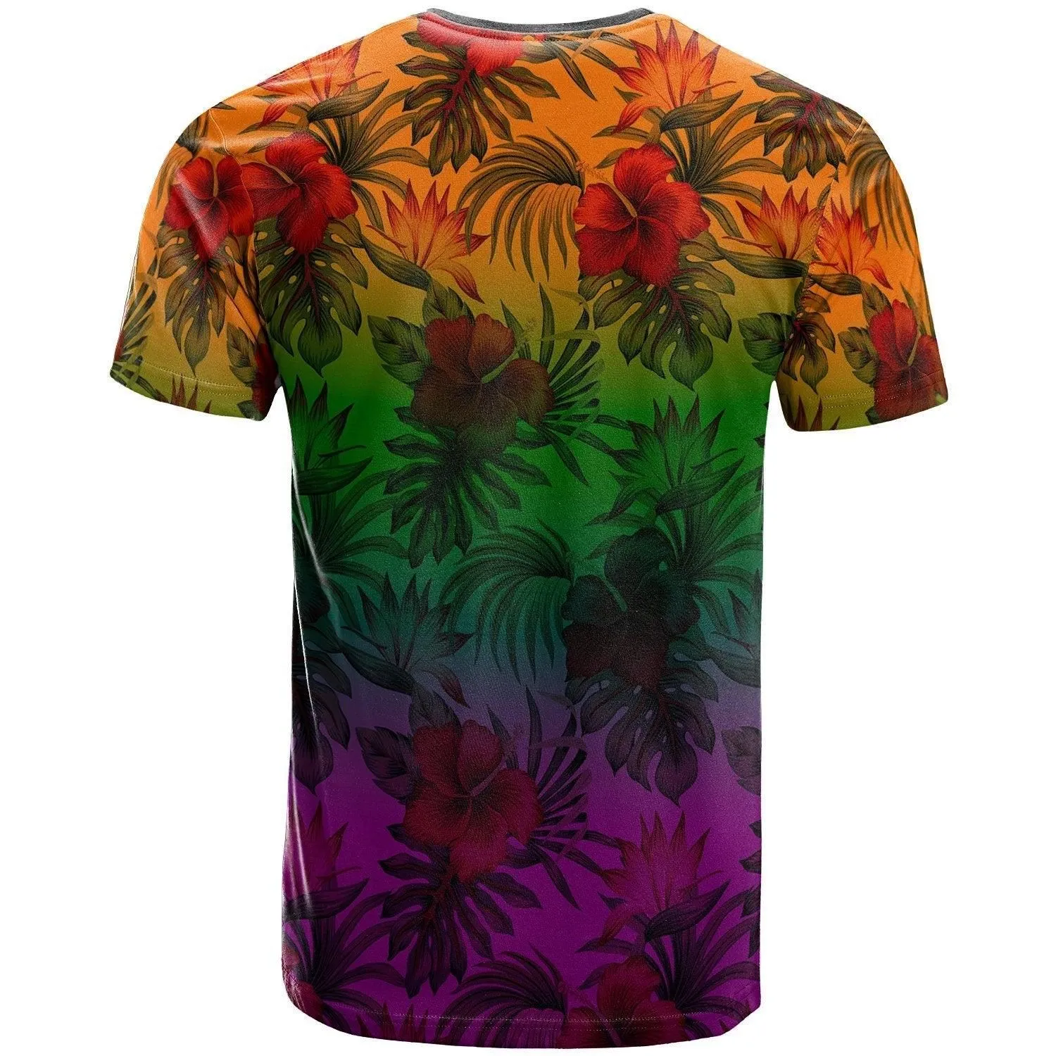 Polynesian T shirts - Green Hibiscus Patterns