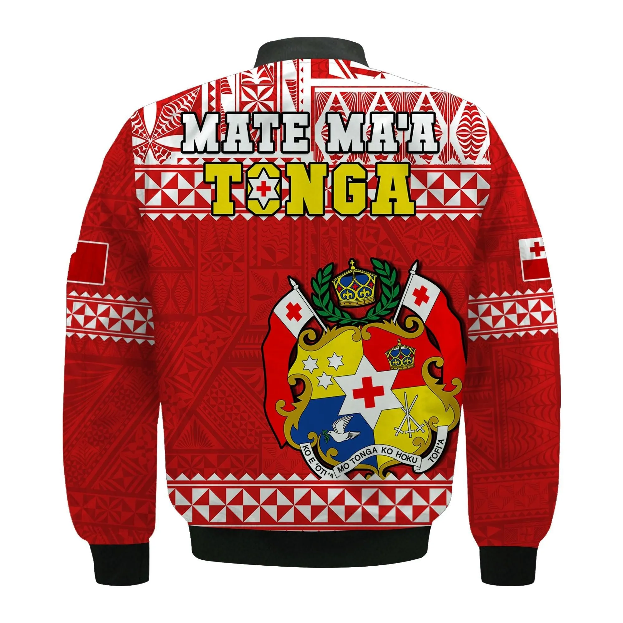 Tonga Rugby Bomber Jacket Mate Maa Tonga Pacific Ngatu White LT14