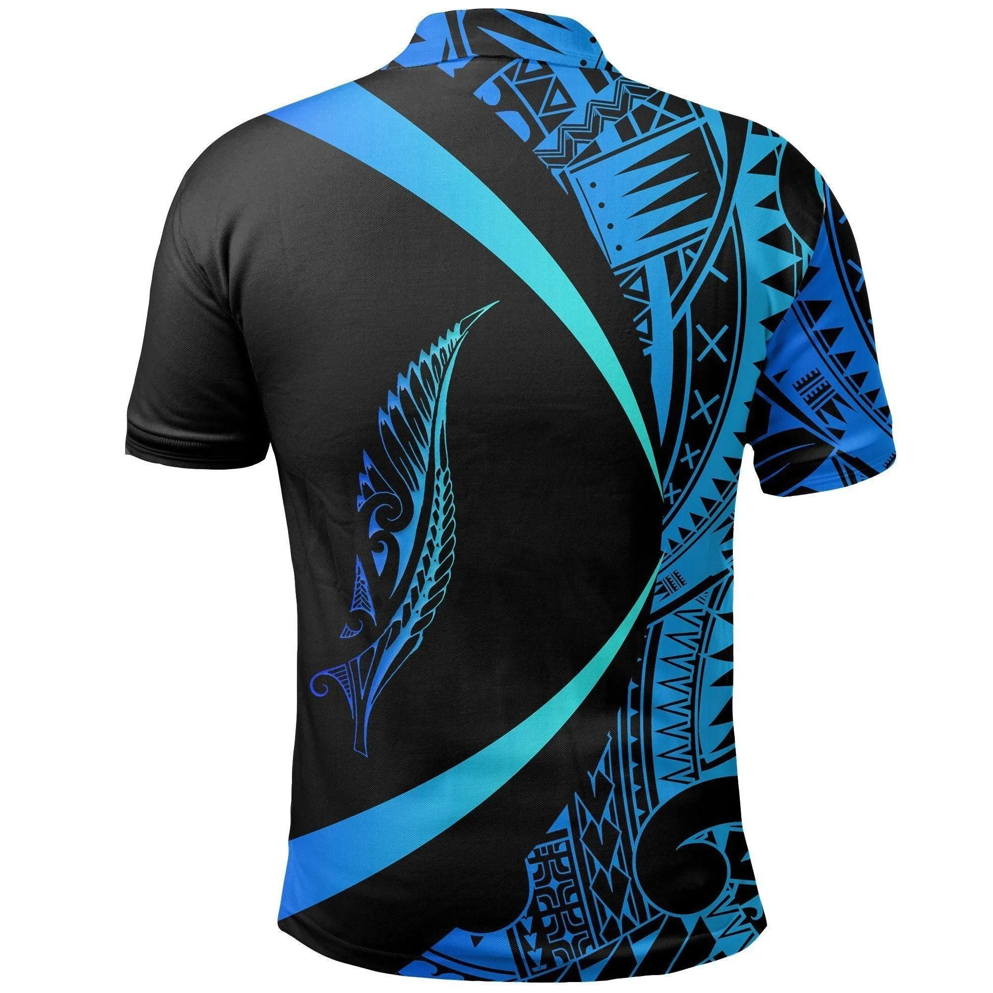 Polynesian Pride Polo Shirt - New Zealand Silver Fern Polo Shirt Maori Tattoo Circle Style - Blue