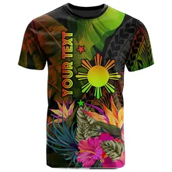 The Philippines Polynesian Personalised T-Shirt -Hibiscus and Banana Leaves