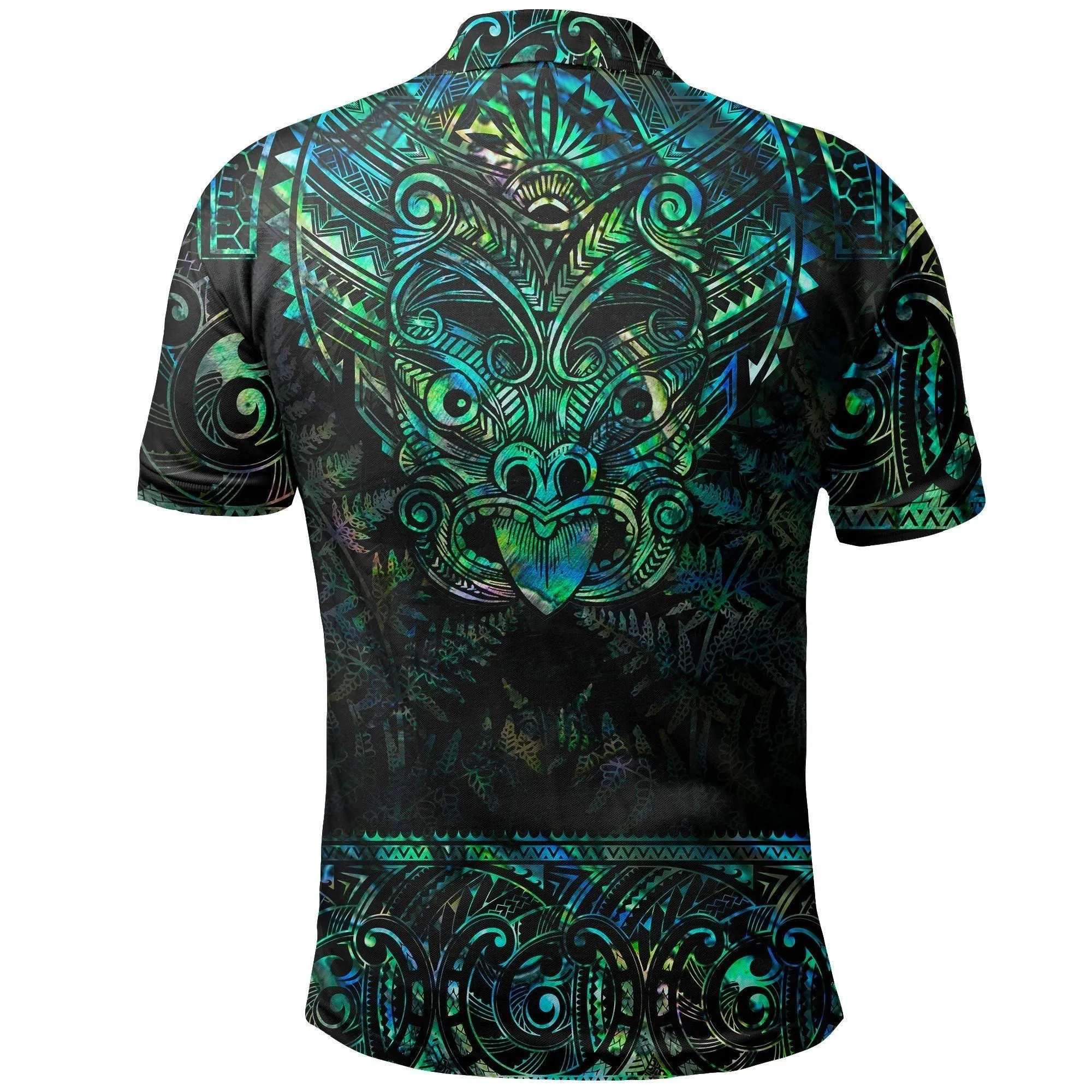 Polynesian Pride Polo Shirt - New Zealand Rugby Polo Shirt Paua Shell Maori Haka - Silver Fern