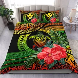 Kanaka Maoli (Hawaiian) Bedding Set - Polynesian Turtle Hibiscus Reggae