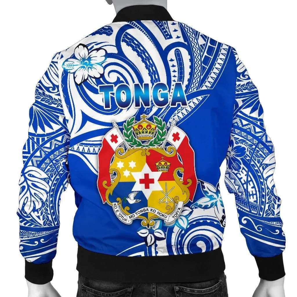 Mate Maa Tonga Rugby Mens Bomber Jacket Polynesian Unique Vibes Blue