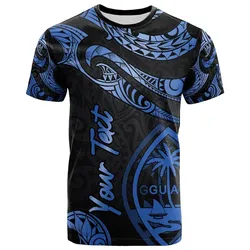 Guam Polynesian Custom Personalised T shirt - Poly Tattoo Blue Version
