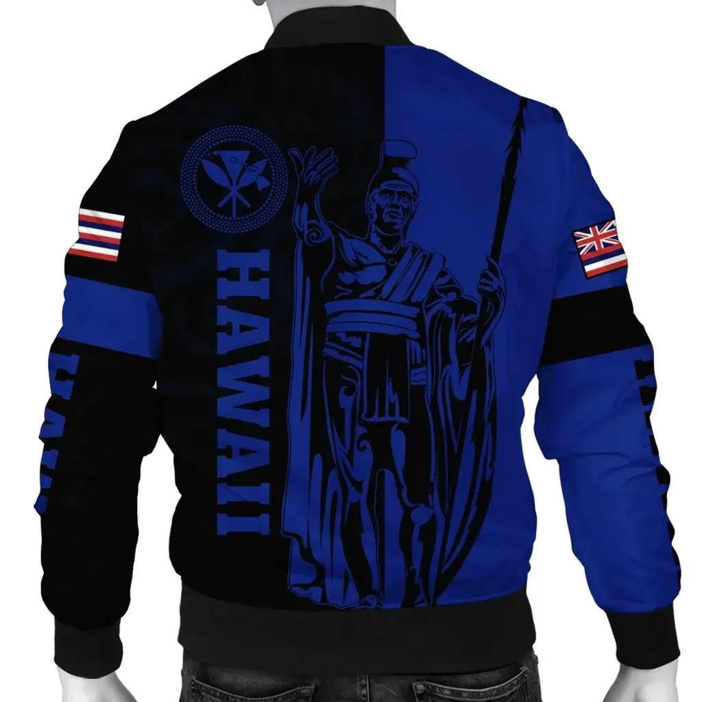 Alohawaii Jacket - Hawaii King Polynesian Bomber Jacket - Lawla Style Blue - AH - J4