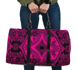 Polynesian Plumeria Mix Pink Black Hawaii Travel Bag