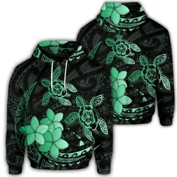 Hawaiian Polynesian Turtle Plumeria Hoodie - Pog Style Green
