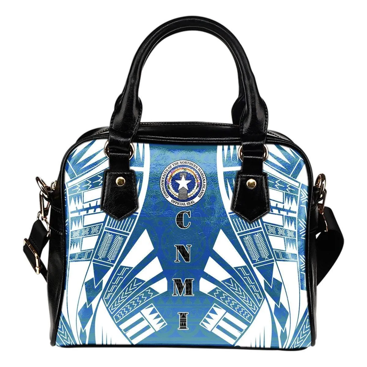 Northern Mariana Islands Shoulder Handbag - Polynesian Tattoo Flag