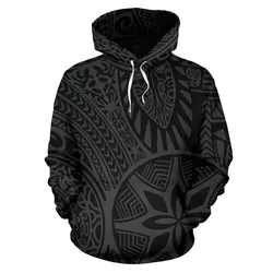 Hawaii Hoodie - Polynesian Hawaiian Style Tribal Tattoo Gray Pullover