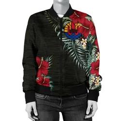 French Polynesia Hibiscus Women's Bomber Jacket A7