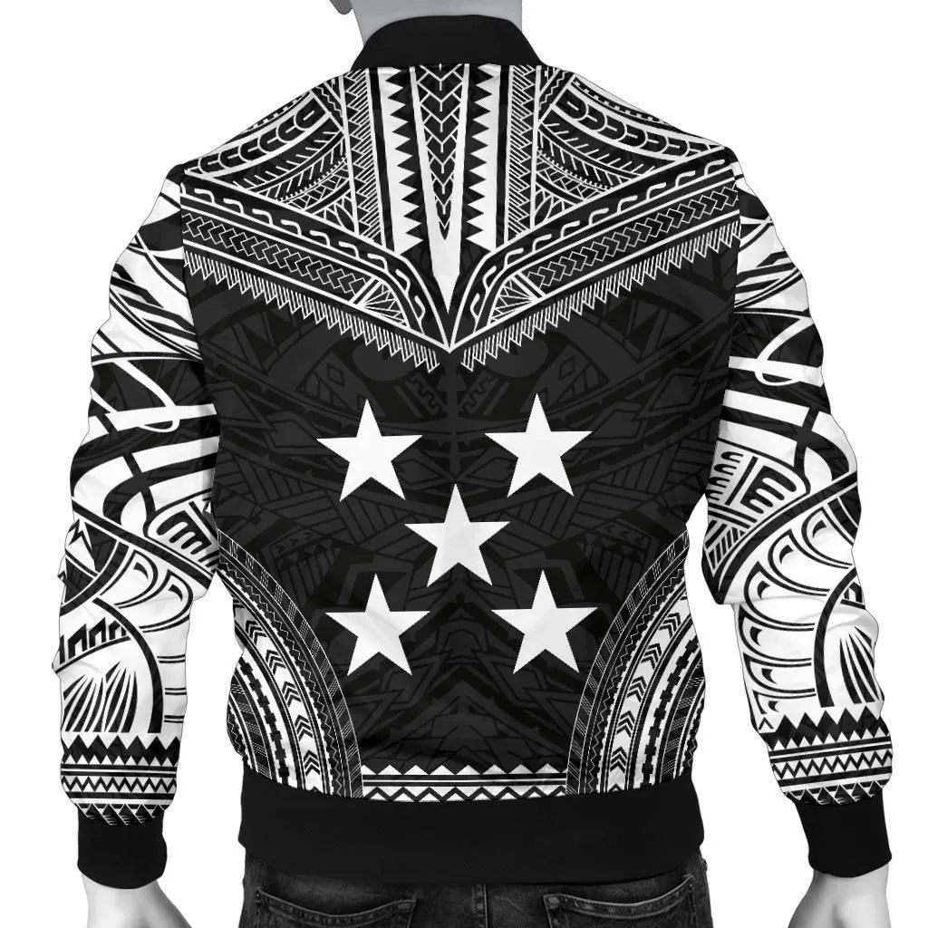 Gambier Islands Polynesian Chief Mens Bomber Jacket - Black Version
