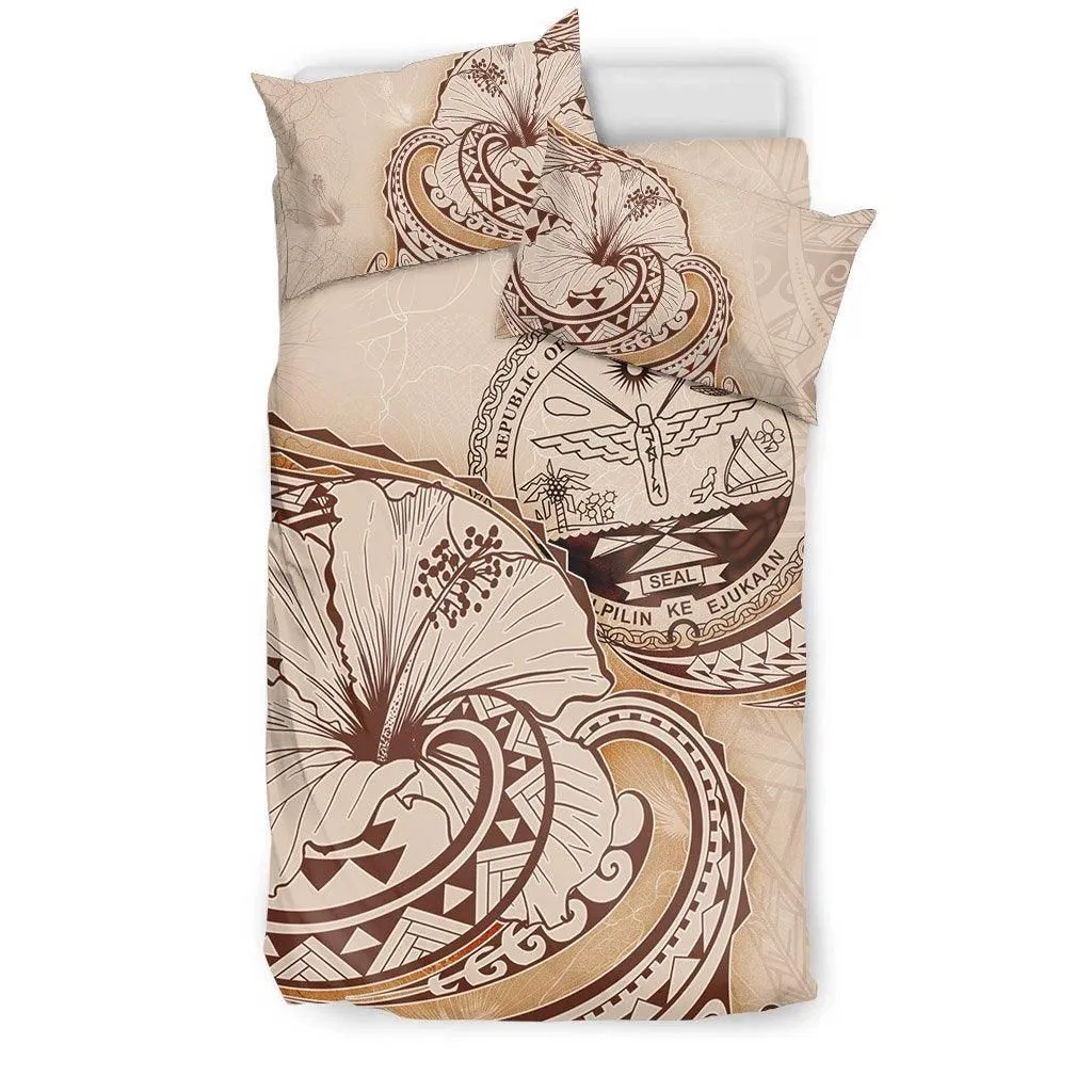 Marshall Islands Bedding Set - Hibiscus Flower Vintage Style