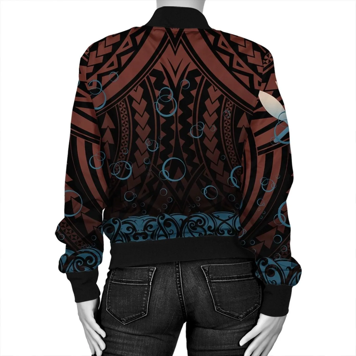 Hawaiian - Kanaka Shark Womens Bomber Jacket - Bubbles Style