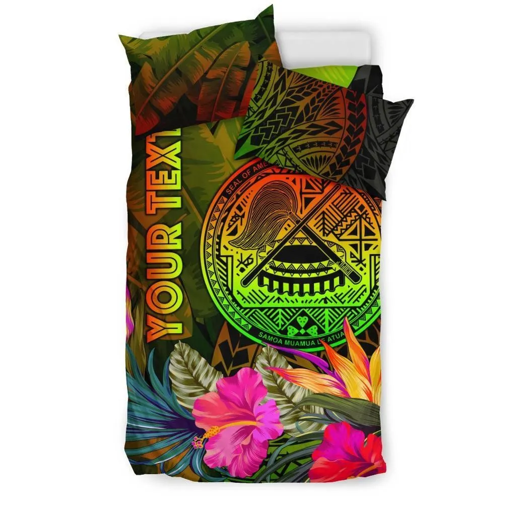 American Samoa Polynesian Personalised Bedding Set -  Hibiscus and Banana Leaves - BN15