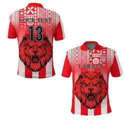 (Custom Personalised) Football LABASA FA Polo Shirt Red Lion Fiji - Custom Text and Number LT13