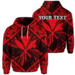 (Personalised) Hawaiian Map Kanaka Hibiscus Red Polynesian Hoodie - AH