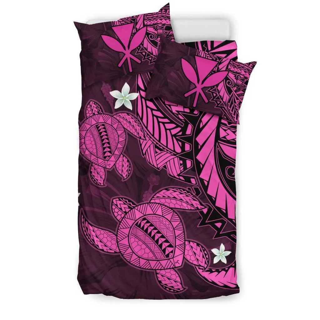 FamilyGater Bedding Set - Cover and Pillow Cases Hawaiian - Hawaii Polynesian Turtle Hibiscus - Pink - AH - J4