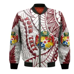(Custom Personalised) Tonga Emancipation Day Bomber Jacket Kupesi Pattern No.2 White LT9