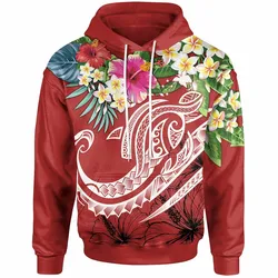 Polynesian Summer Plumeria Red Unique 3D Printed Sublimation Hoodie Hooded Sweatshirt Comfy Soft And Warm For Men Women S to 5XL CTC16012252