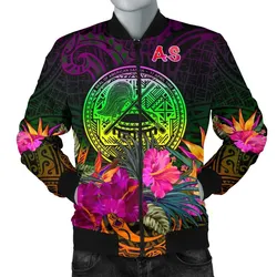 American Samoa Mens Bomber Jacket - Summer Hibiscus