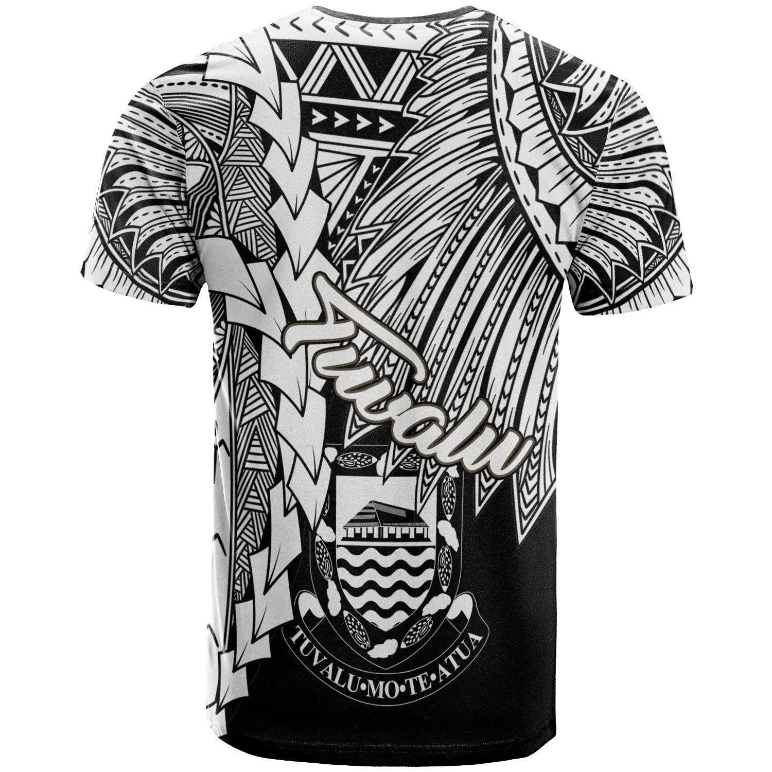 Tuvalu Polynesian Custom Personalised T shirt - Tribal Wave Tattoo White