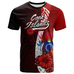 Cook Islands Polynesian T-Shirt -  Coat Of Arm With Hibiscus - BN12