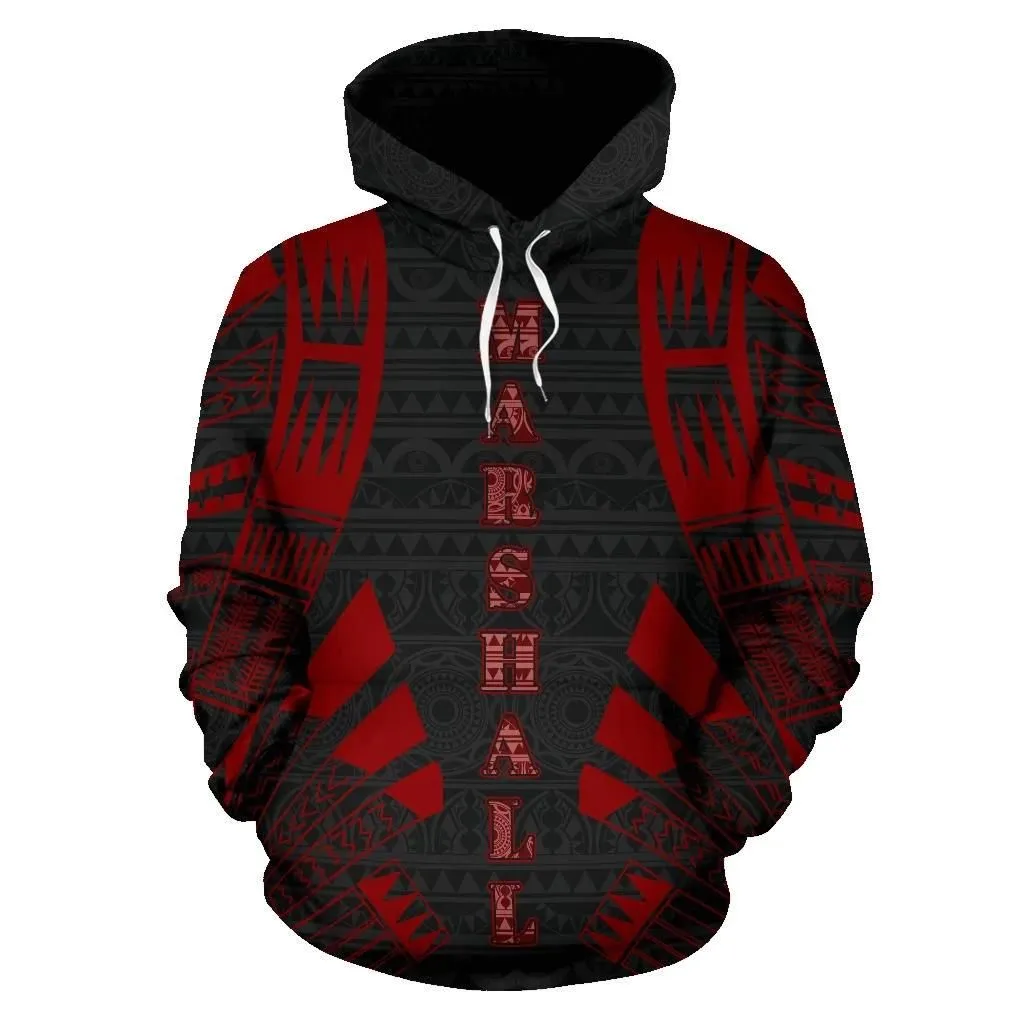 Marshall Islands All Over Hoodie - Red Tattoo Style - Bn01