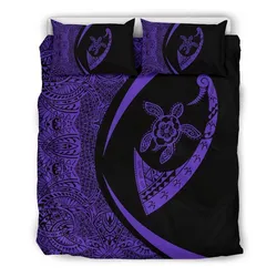 FamilyGater Bedding Set - Cover and Pillow Cases Hawaiian Turtle Fish Hook Hibiscus Polynesian - Circle Style Purple - AH - J5