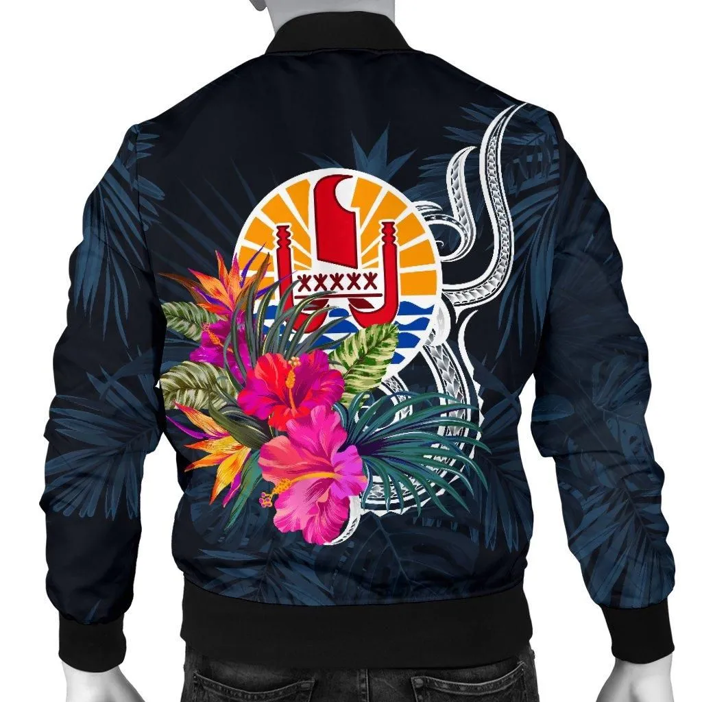 Tahiti Polynesian Mens Bomber Jacket - Tropical Flower