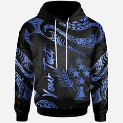 Kosrae Polynesian Custom Personalised Hoodie - Poly Tattoo Blue Version