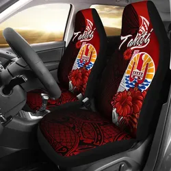 Tahiti Polynesian Car Seat Covers - Coat Of Arm With Hibiscus