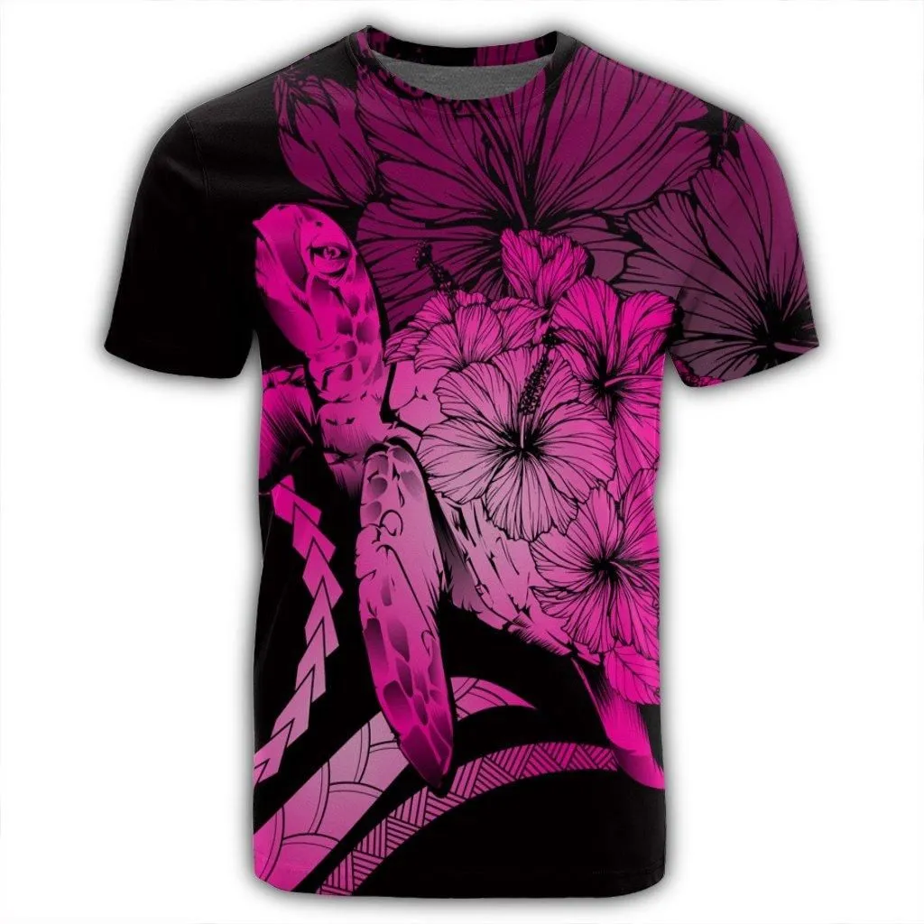 Hawaiian - Hawaii Turtle Hibiscus Polynesian Vintage T-Shirt - Pink - AH
