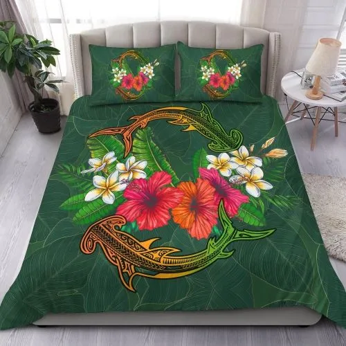 Hawaii Shark Hibiscus Tropical Polynesian Bedding Set - Arian Style - AH
