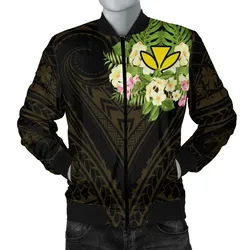 Hawaii Kanaka Maoli Bomber Jacket - Polynesian Gold Patterns Collection
