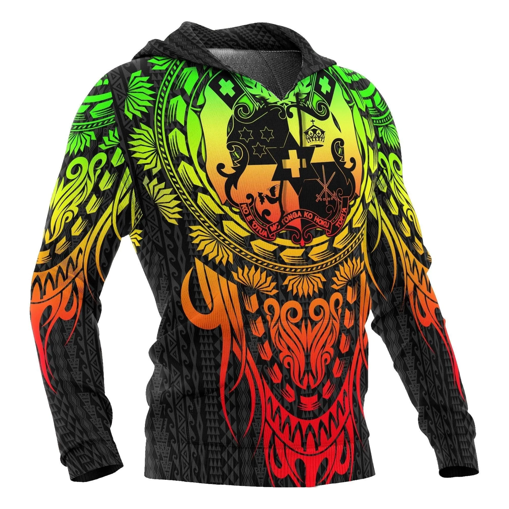 Tonga Polynesian Hoodie - Tattoo Pattern With Seal Reggae