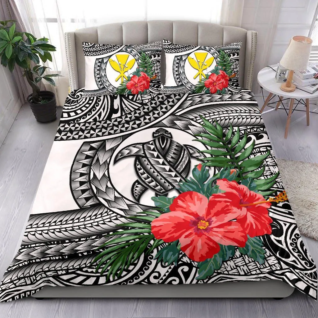 FamilyGater Bedding Set - Cover and Pillow Cases Kanaka Maoli (Hawaiian) - Polynesian Turtle Hibiscus White A24