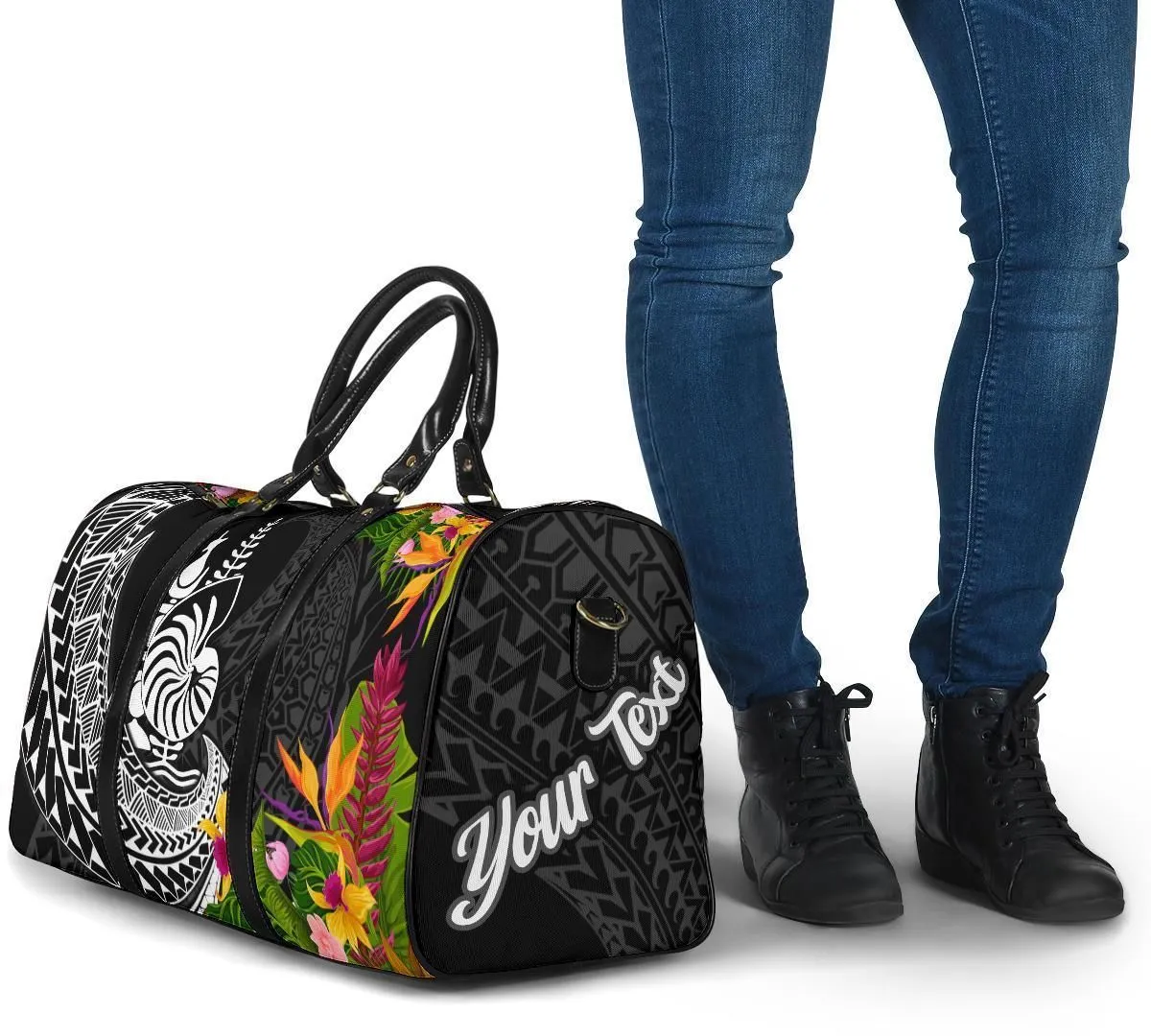 New Caledonia Travel Bag - Custom Personalised Seal Spiral Polynesian Patterns
